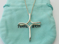 TIFFANY & CO Sterling Silver Large Infinity Cross Pendant Necklace