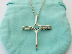 TIFFANY & CO Sterling Silver Large Infinity Cross Pendant Necklace