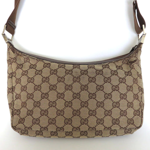 GUCCI Brown GG Monogram Canvas Leather Unisex Cross Body Shoulder Bag Purse