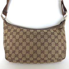 GUCCI Brown GG Monogram Canvas Leather Unisex Cross Body Shoulder Bag Purse 