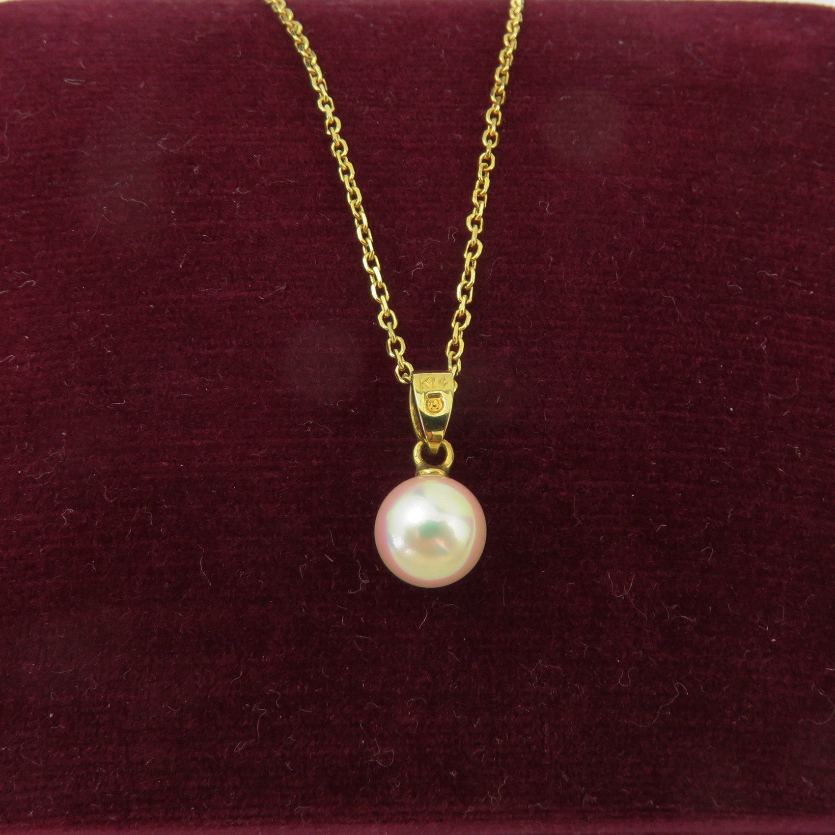 Authentic Mikimoto 14K Yellow Gold 6.7mm Akoya Pearl Pendant Necklace w/ Box