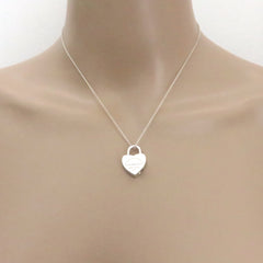 TIFFANY & CO 925 Silver Return to Tiffany Heart Padlock Pendant Necklace