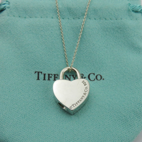 TIFFANY & CO 925 Silver Return to Tiffany Heart Padlock Pendant Necklace
