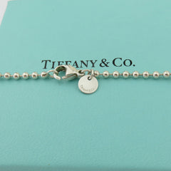 TIFFANY & CO 925 Silver Return to Tiffany Heart Tag Long Beaded Chain Necklace