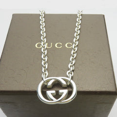 Gucci 925 Sterling Silver Interlocking G Oval Link Unisex Pendant Necklace