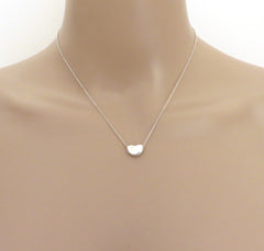 TIFFANY & CO 925 Sterling Silver Small Bean Pendant Necklace with Pouch