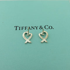 TIFFANY & CO 925 Sterling Silver Loving Heart Earrings with Box