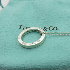 TIFFANY & CO 925 Sterling Silver 1837 Circle Pendant Necklace with Pouch