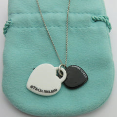 TIFFANY & CO 925 Silver Bone Return to Tiffany Double Heart Tag Pendant Necklace