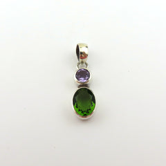 Natural Peridot Amethyst Pendant 925 Sterling Silver Charm Handmade Unique Box