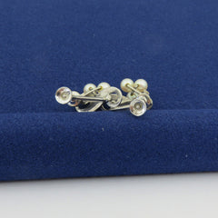 Mikimoto 925 Sterling Silver 3 Akoya Pearl Cluster Screw On Earrings