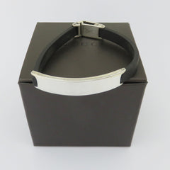 Gucci 925 Sterling Silver Rubber Bar Unisex Bracelet with Box Made in Italy