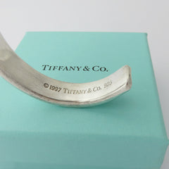 TIFFANY & CO 925 Sterling Silver Wide 1837 Cuff Bangle Bracelet with Box