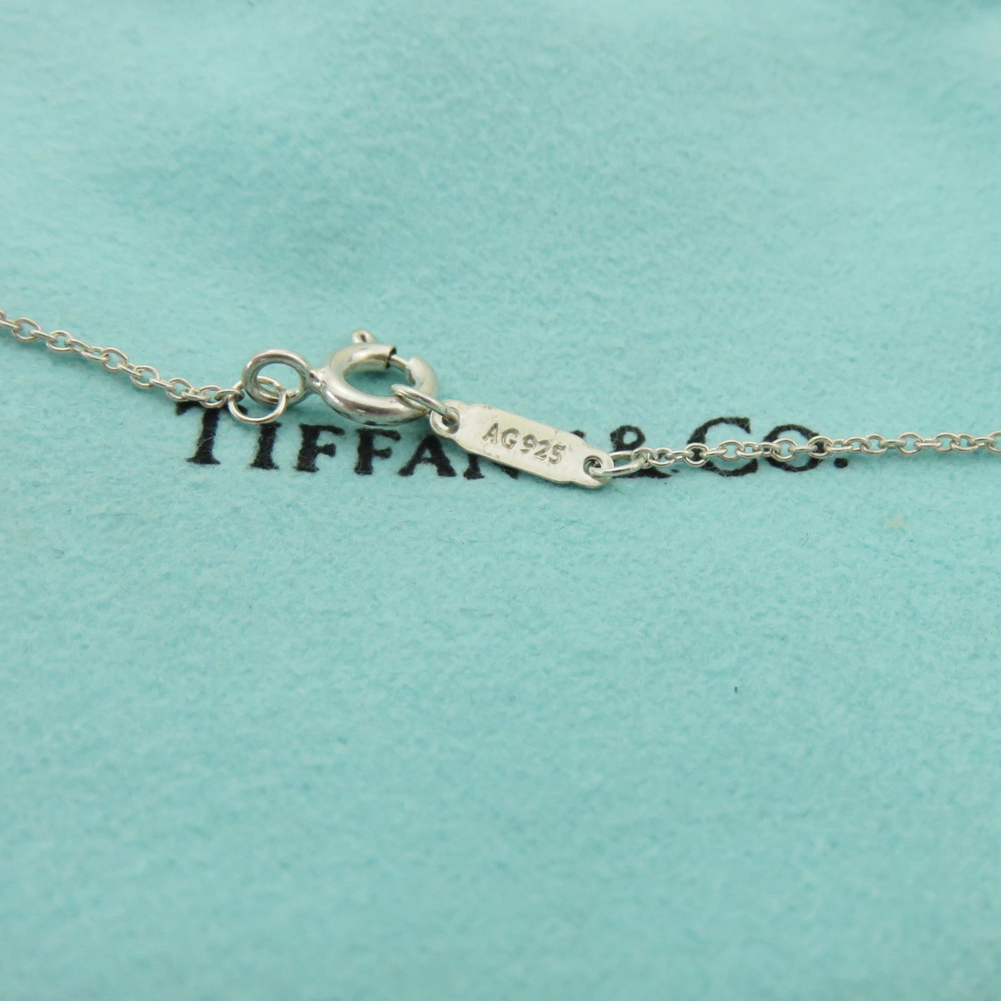 TIFFANY & CO 925 Sterling Silver 1837 Circle Pendant Necklace with Pouch