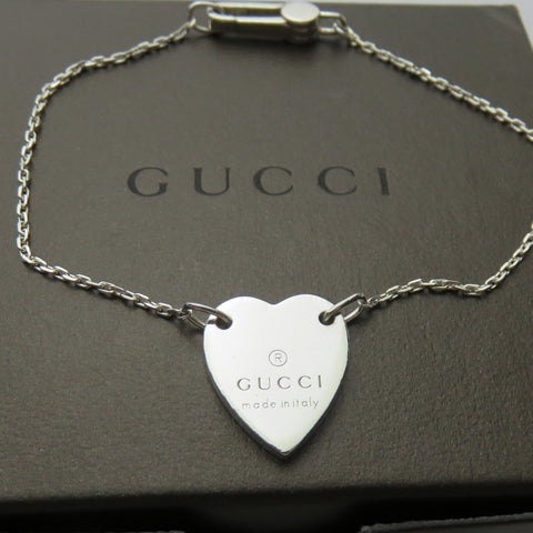 Gucci 925 Sterling Silver Trademark Heart Bracelet