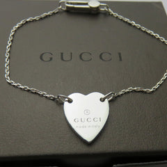 Gucci 925 Sterling Silver Trademark Heart Bracelet 