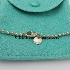 TIFFANY & CO 925 Silver Return to Tiffany Heart Tag Long Beaded Chain Necklace