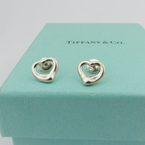 TIFFANY & CO 925 Sterling Silver Open Heart Earrings with Box