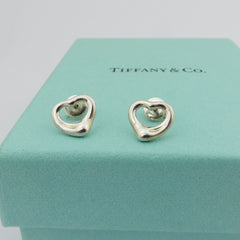 TIFFANY & CO 925 Sterling Silver Open Heart Earrings with Box