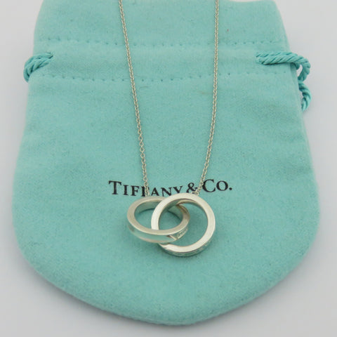 TIFFANY & CO 925 Sterling Silver 1837 Interlocking Circles Pendant Necklace