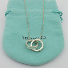TIFFANY & CO 925 Sterling Silver 1837 Interlocking Circles Pendant Necklace 