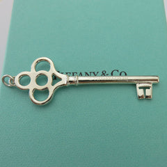 Tiffany & Co 925 Sterling Silver Large Crown Key Pendant Charm with Box