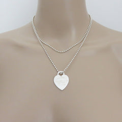 TIFFANY & CO 925 Silver Return to Tiffany Heart Tag Long Beaded Chain Necklace