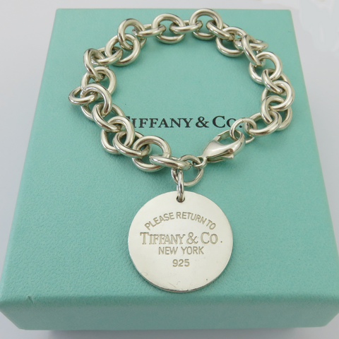 TIFFANY & CO 925 Silver Return to Tiffany Round Bold Link Bracelet with Box