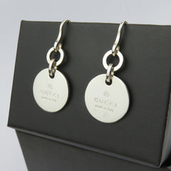 Gucci 925 Sterling Silver Trademark Round Dangle Earrings with Pouch Box 