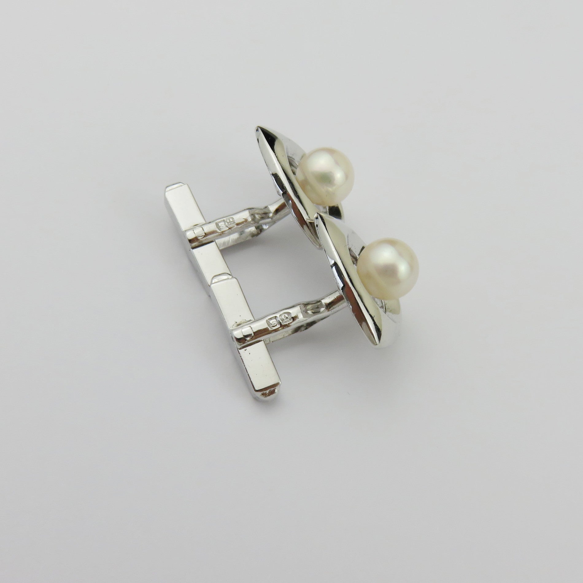 Mikimoto Sterling Silver Geometric Akoya Pearl Cufflinks