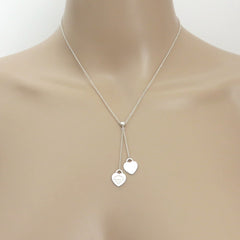 TIFFANY & CO 925 Silver Return to Tiffany Mini Double Heart Dangle Necklace