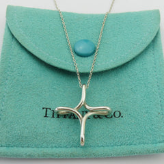 TIFFANY & CO 925 Sterling Silver Infinity Cross Pendant Necklace 