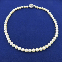 Vintage Japanese Akoya Pearl Strand Necklace 6.7-7mm 42cm & Matching Cufflinks