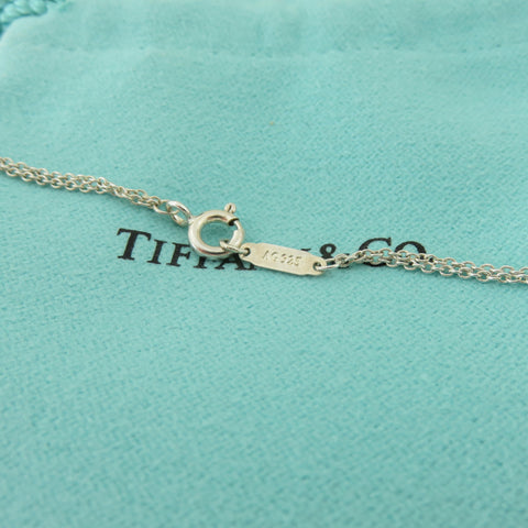 TIFFANY & CO 925 Silver Return to Tiffany Heart Tag Double Chain Necklace