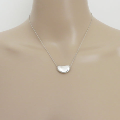 TIFFANY & CO 925 Sterling Silver Large Bean Pendant Necklace with Pouch