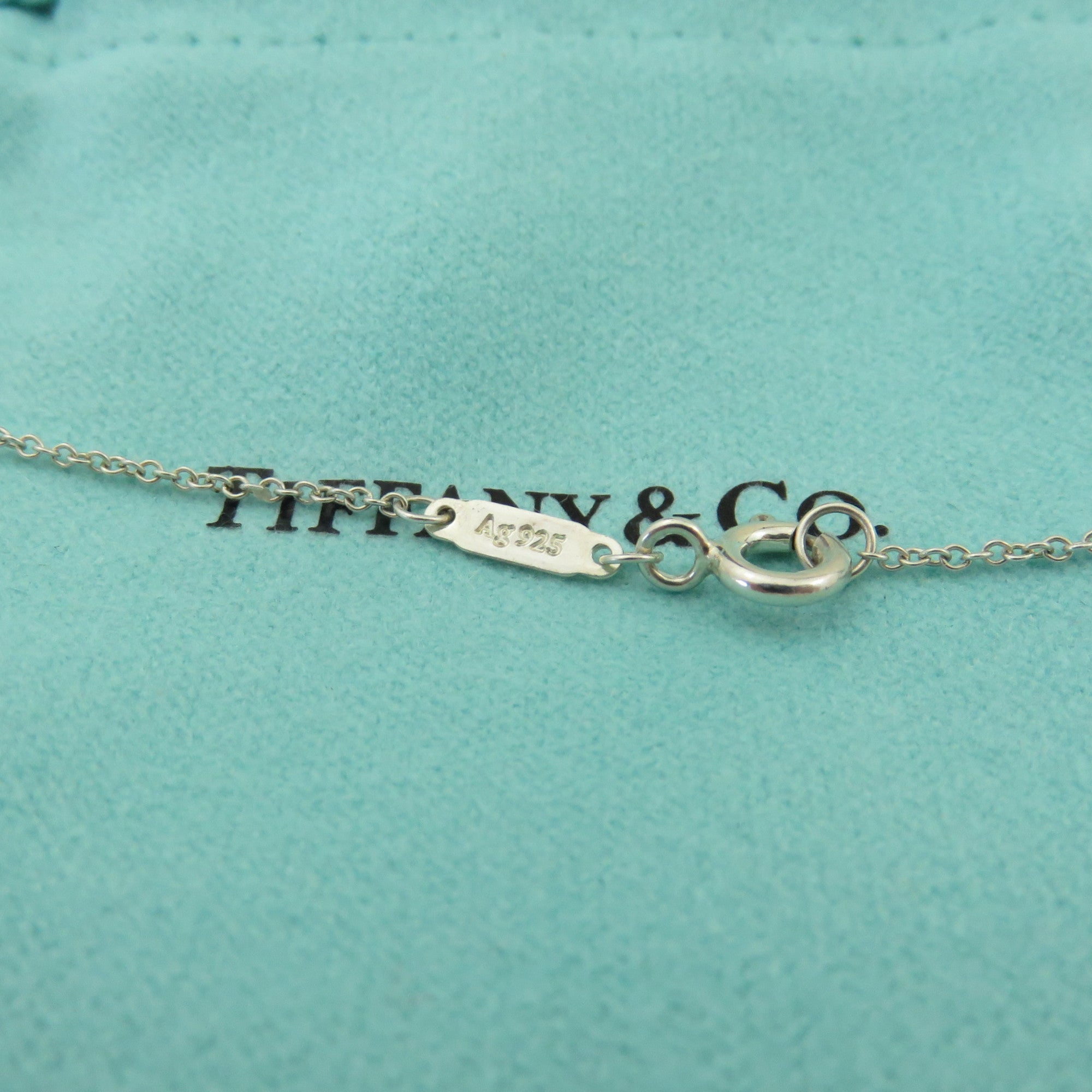 TIFFANY & CO 925 Sterling Silver Diamond Return to Tiffany Medium Heart Necklace