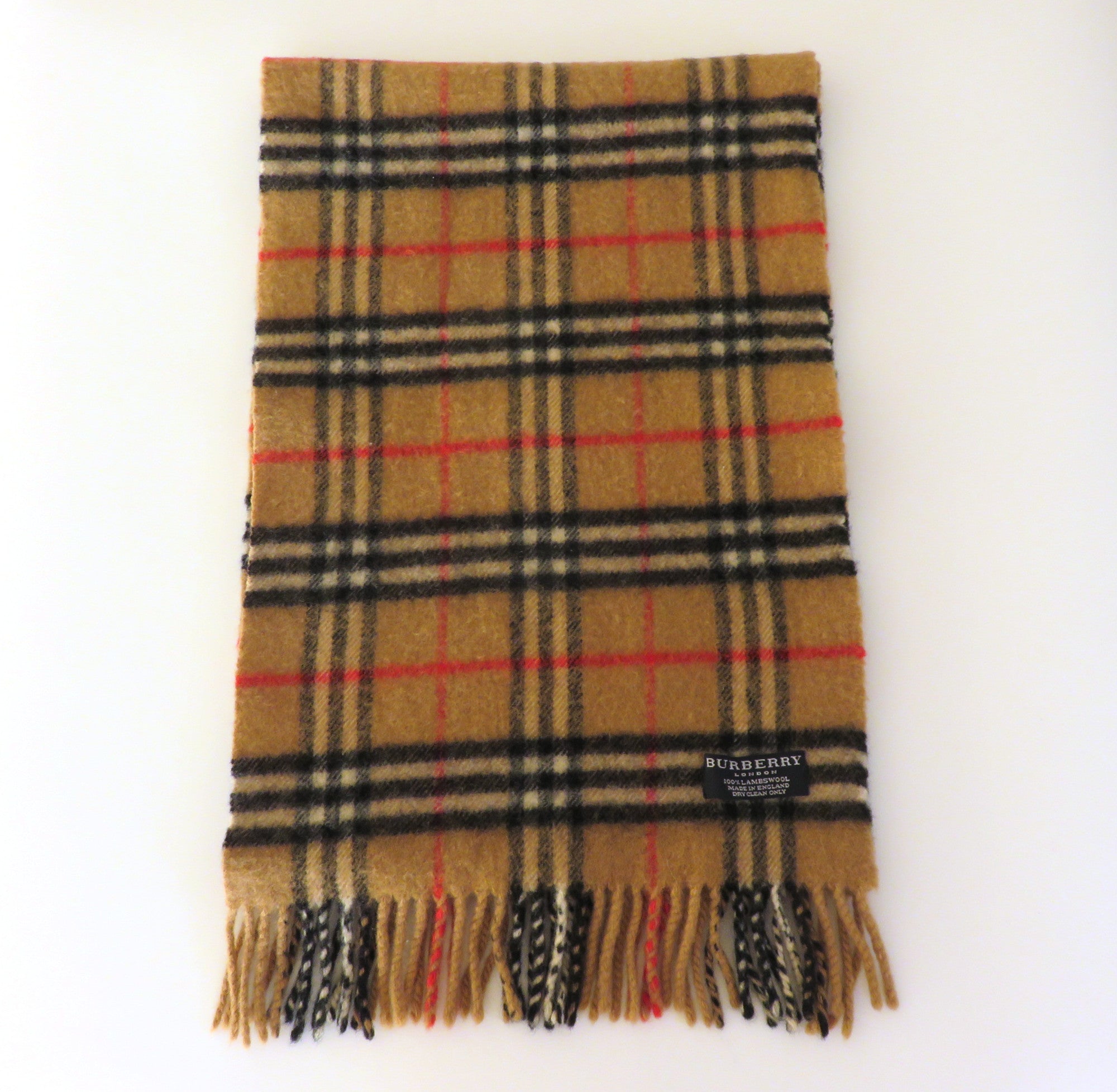 Burberry Archive Beige Check Lambswool Scarf Made in England Unisex