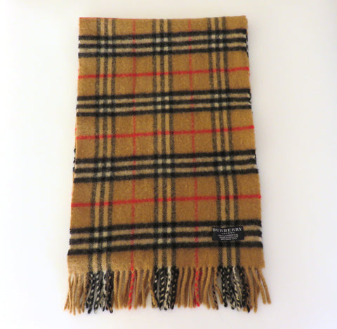 Burberry Archive Beige Check Lambswool Scarf Made in England Unisex