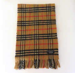 Burberry Archive Beige Check Lambswool Scarf Made in England Unisex