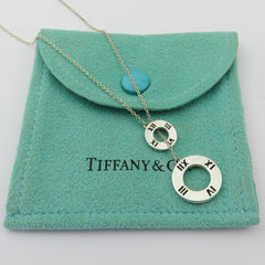 TIFFANY & CO 925 Sterling Silver Atlas Double Circle Lariat Necklace 