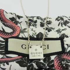 Gucci 925 Sterling Silver Mini Square Tag Pendant Necklace with Pouch