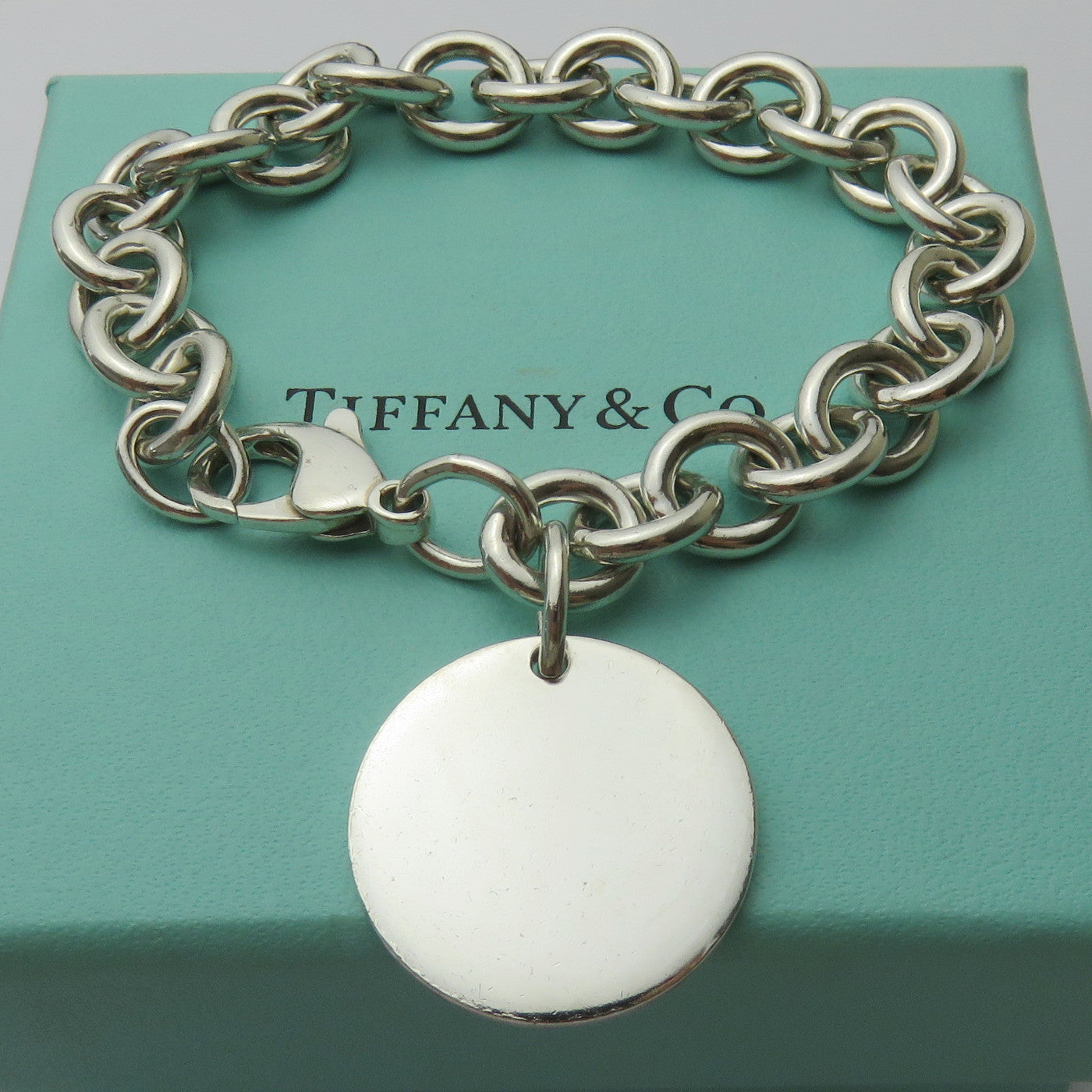 TIFFANY & CO 925 Silver Return to Tiffany Round Bold Link Bracelet with Box