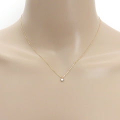 Authentic ETE 18K Yellow Gold 0.06ct Diamond Solitaire Pendant Necklace w/ Pouch