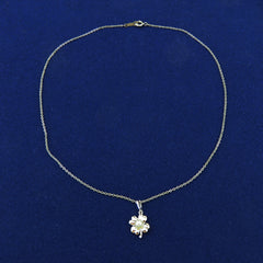 Mikimoto 925 Sterling Silver Four Leaf Clover Akoya Pearl Necklace 38cm