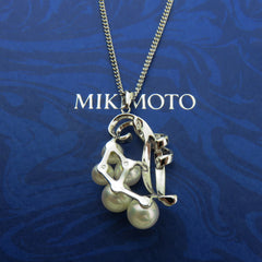 Mikimoto 925 Sterling Silver Grape 5 Akoya Pearl Pendant Necklace w/ Box