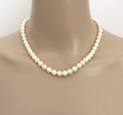 Japanese Vintage Akoya Pearl Strand Necklace 7-7.5mm Silver Clasp 42cm