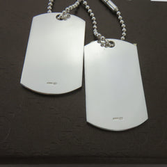 Gucci 925 Sterling Silver Double Dog Tag Ball Chain Unisex Necklace w/ Box Pouch