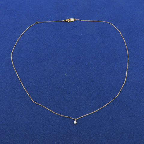 ete 10K Rose Pink Gold 0.02ct Diamond Solitaire Pendant Necklace Japan Designer