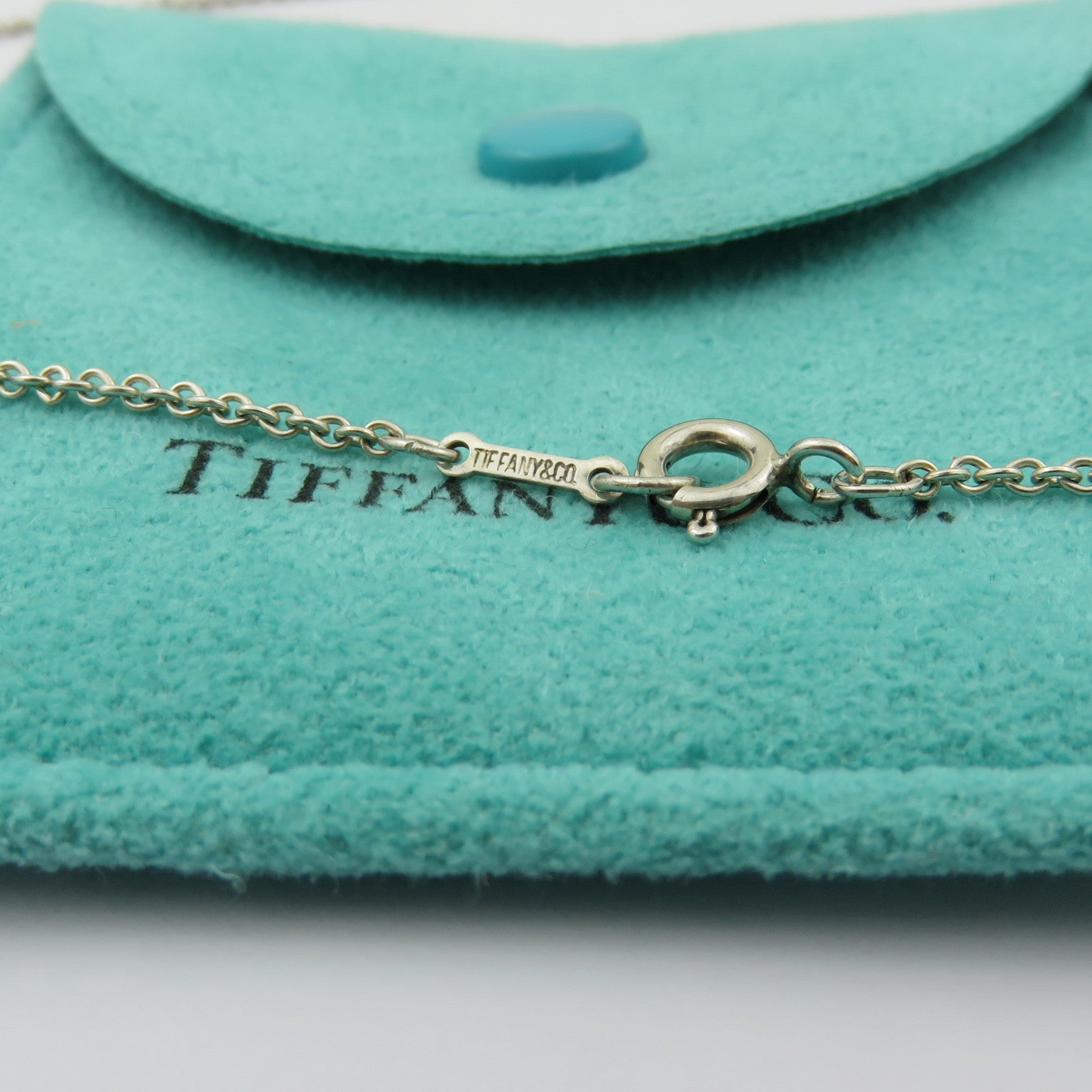 TIFFANY & CO 925 Sterling Silver Large Bean Pendant Necklace with Pouch