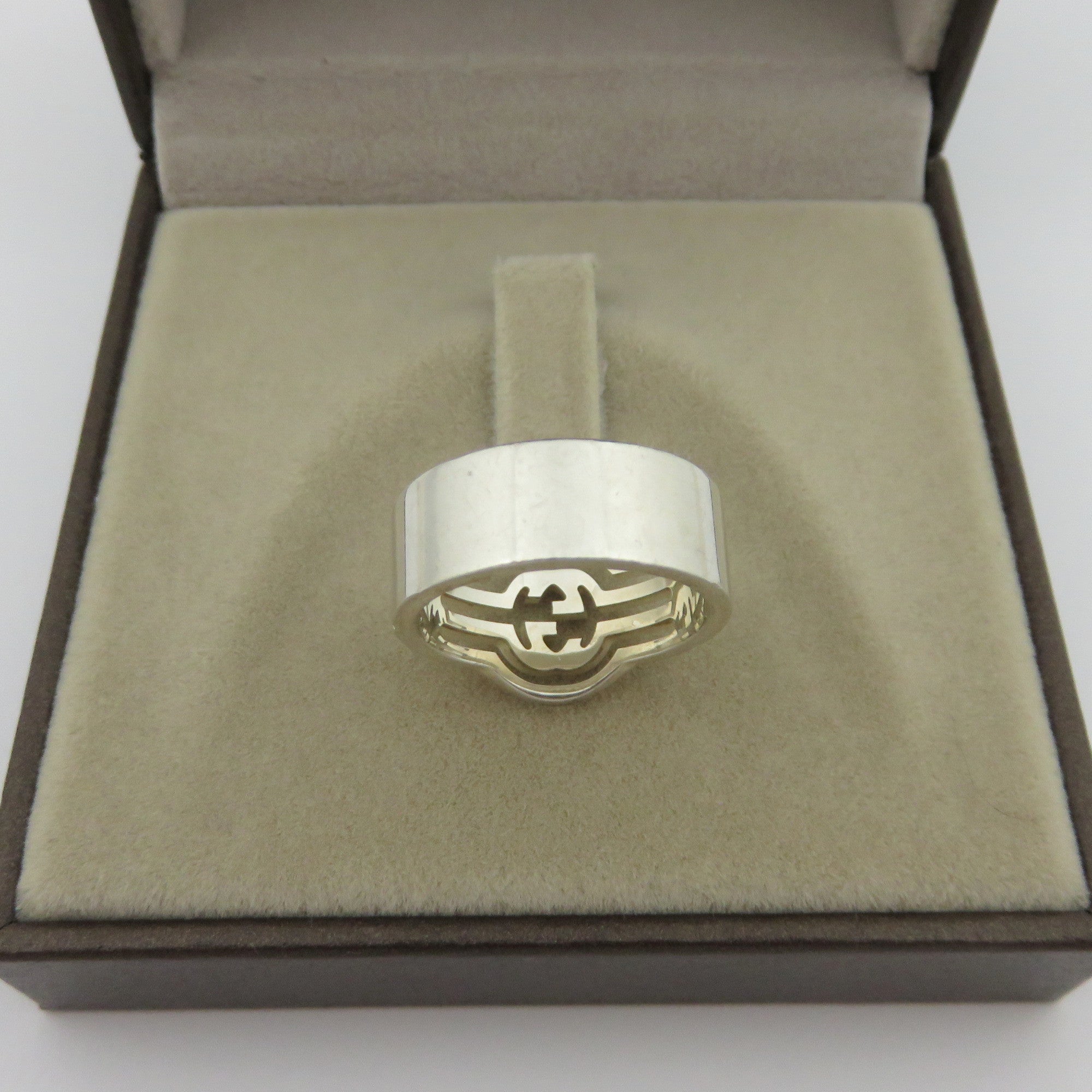 GUCCI 925 Sterling Silver Interlocking G Ring Size 5.75 with Box 